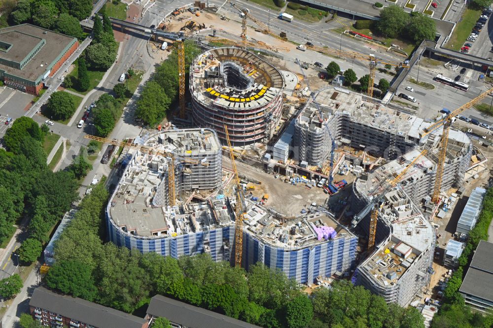 Aerial photograph Hamburg - New residential and commercial building Quarter Ipanema on Ueberseering in the district Winterhude in Hamburg, Germany