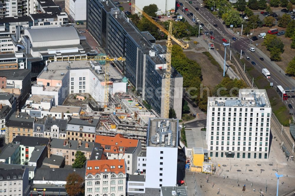 Halle (Saale) from the bird's eye view: New residential and commercial building Quarter Dorotheenstrasse - Marienstrasse - Roeserstrasse - Martinstrasse in the district Noerdliche Innenstadt in Halle (Saale) in the state Saxony-Anhalt, Germany