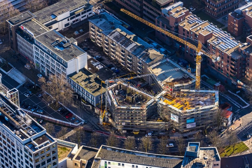 Dortmund from above - New construction of a residential and commercial building Wallring on Koenigswall in the district City-West in Dortmund in the state North Rhine-Westphalia, Germany