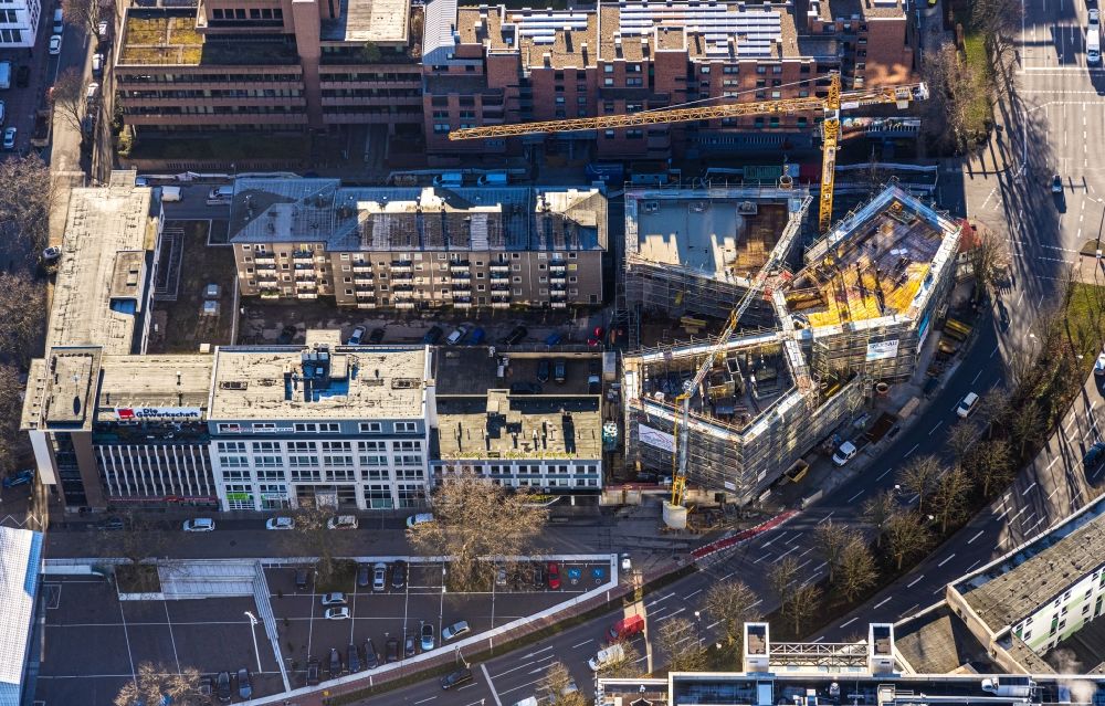 Aerial image Dortmund - New construction of a residential and commercial building Wallring on Koenigswall in the district City-West in Dortmund in the state North Rhine-Westphalia, Germany