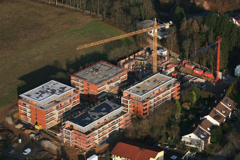 Bad Säckingen from the bird's eye view: New residential complex Living at the Schoepfebach in Bad Saeckingen the state Baden-Wuerttemberg