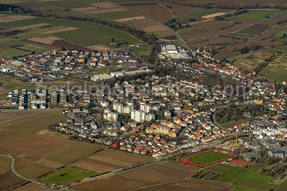 Staufen im Breisgau from above - Construction sites for new construction residential area of detached housing estate Rundacker in Staufen im Breisgau in the state , Germany