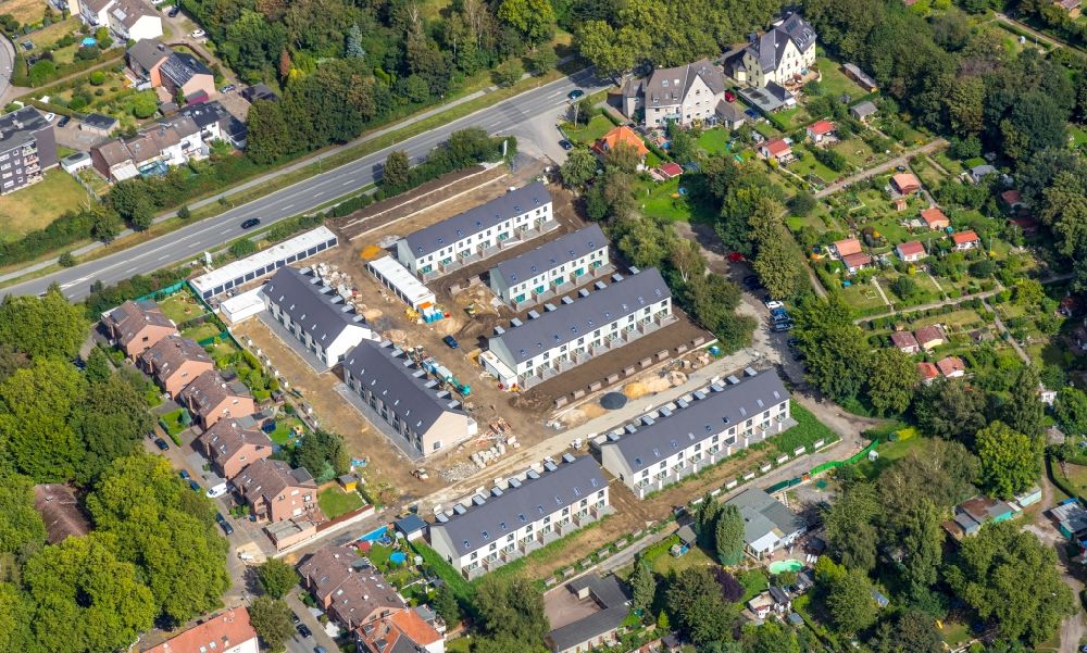 Aerial image Gelsenkirchen - Construction site of a new residential area of the terraced housing estate Florastrasse corner Schlesierstrasse in Gelsenkirchen in the state North Rhine-Westphalia, Germany