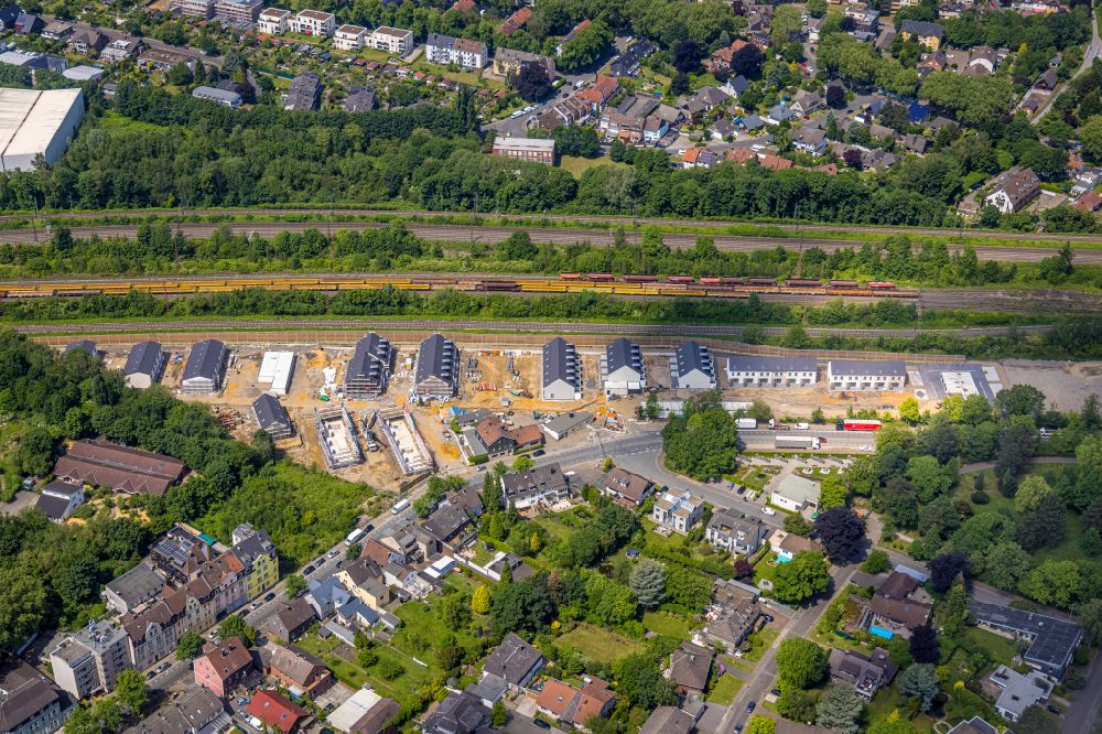 Aerial photograph Herne - Construction site of a new residential area of the terraced housing estate on street Horsthauser Strasse in Herne at Ruhrgebiet in the state North Rhine-Westphalia, Germany