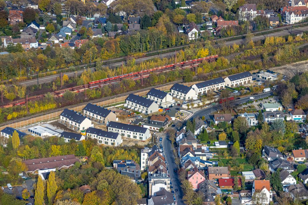 Aerial image Herne - Construction site of a new residential area of the terraced housing estate on street Horsthauser Strasse in Herne at Ruhrgebiet in the state North Rhine-Westphalia, Germany