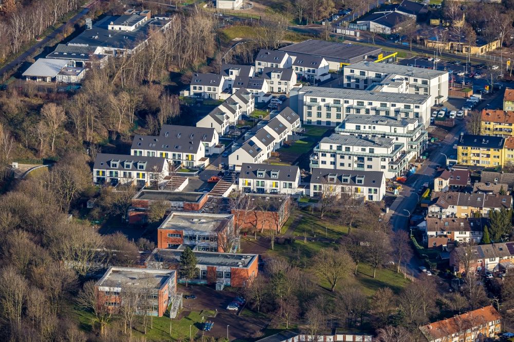 Aerial photograph Herne - Construction site of a new residential area of the terraced housing estate Juergens Hof street Am Fischergraben in Herne in the state North Rhine-Westphalia, Germany