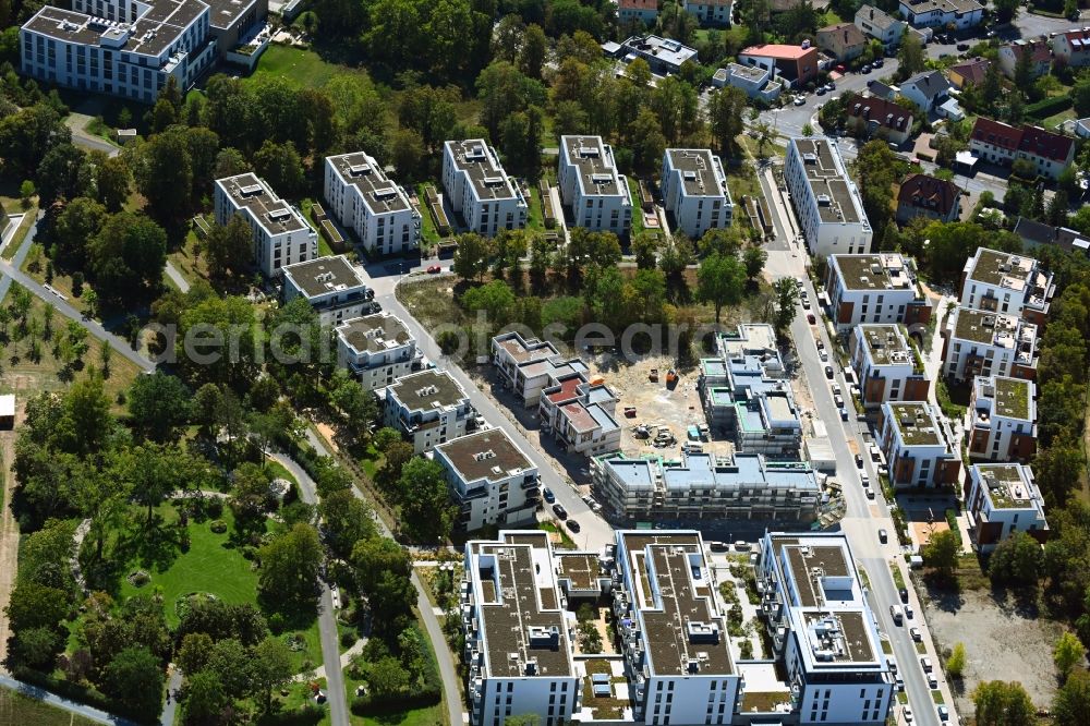 Aerial image Würzburg - Construction site of a new residential area of the terraced housing estate of the project PICK-UP-GARDEN on Dr. -Georg-Fuchs-Strasse - Athanasius-Kircher-Strasse in the district Frauenland in Wuerzburg in the state Bavaria, Germany