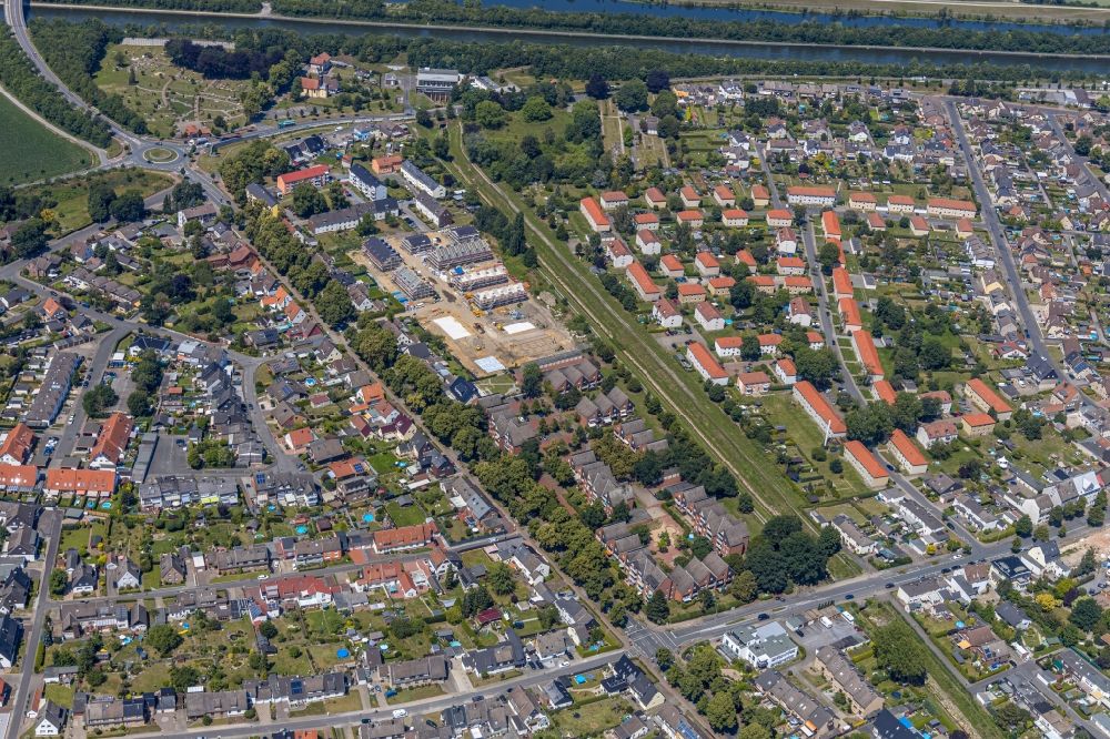 Hamm from the bird's eye view: Construction site of a new residential area of the terraced housing estate Zum Torksfeld in the district Herringen in Hamm in the state North Rhine-Westphalia, Germany
