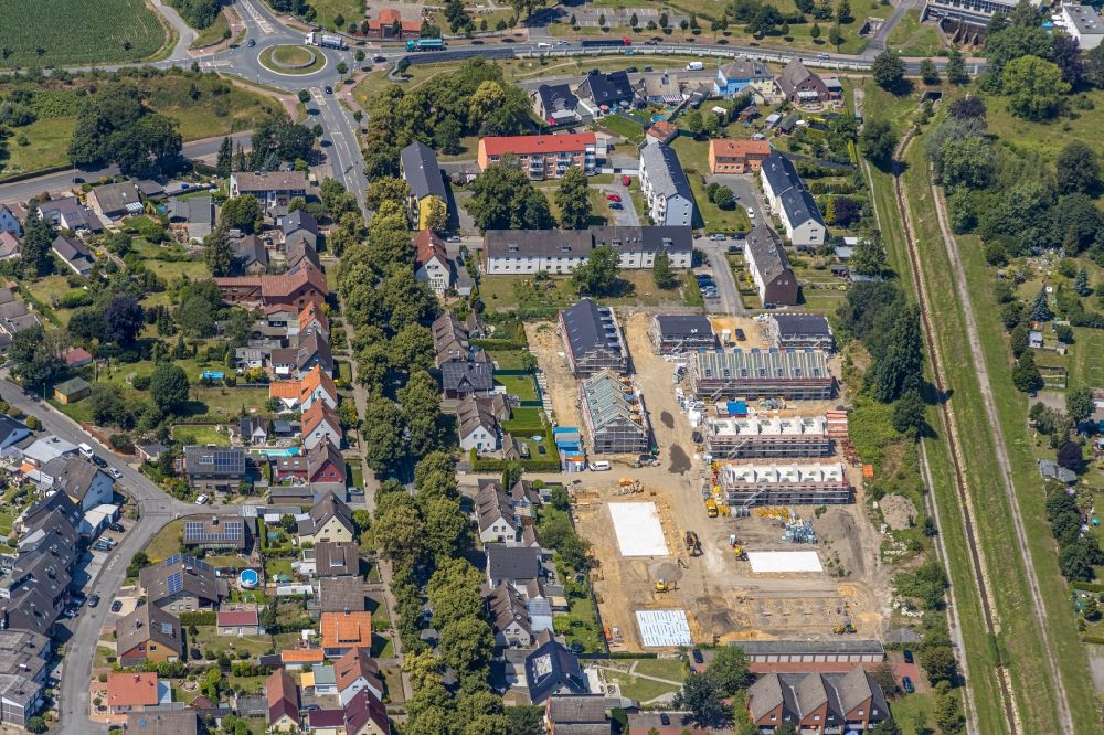 Aerial image Hamm - Construction site of a new residential area of the terraced housing estate Zum Torksfeld in the district Herringen in Hamm in the state North Rhine-Westphalia, Germany