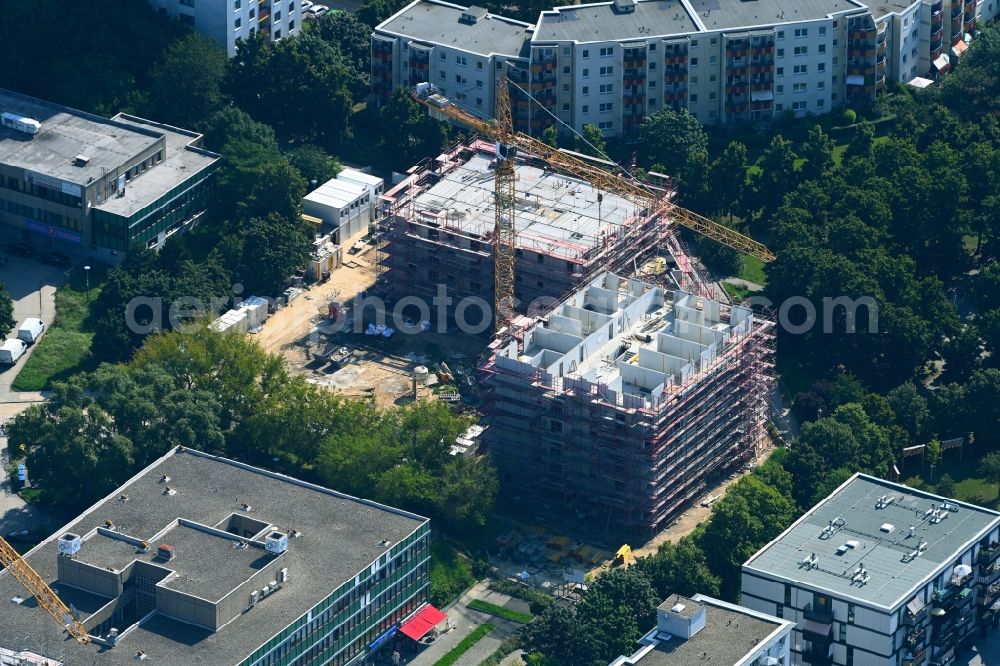 Berlin from above - Construction site for the multi-family residential building Die Neuen Ringkolonnaden in the district Marzahn in Berlin, Germany