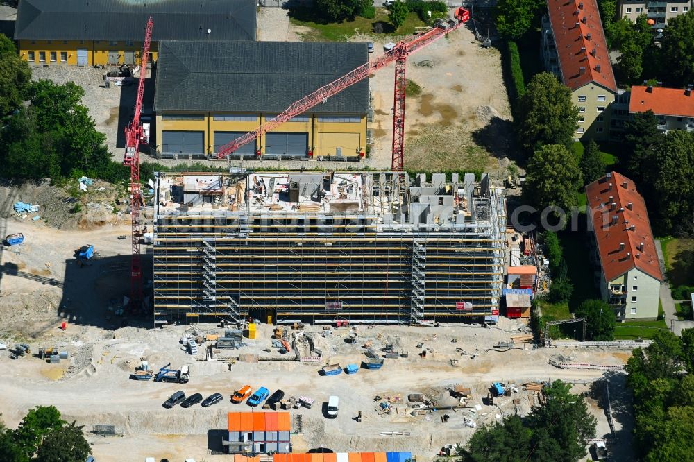 Aerial image München - Construction site for the multi-family residential building on Piusstrasse - Puereelinie in the district Berg am Laim in Munich in the state Bavaria, Germany