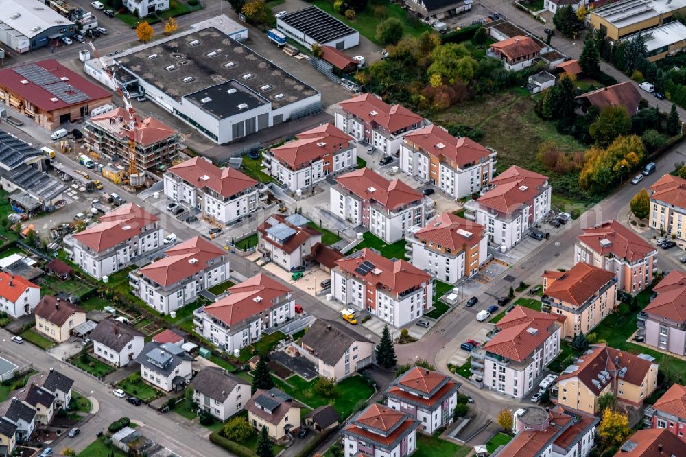 Aerial photograph Ettenheim - Construction site for the multi-family residential building in Kreuzerweg in Ettenheim in the state Baden-Wurttemberg, Germany