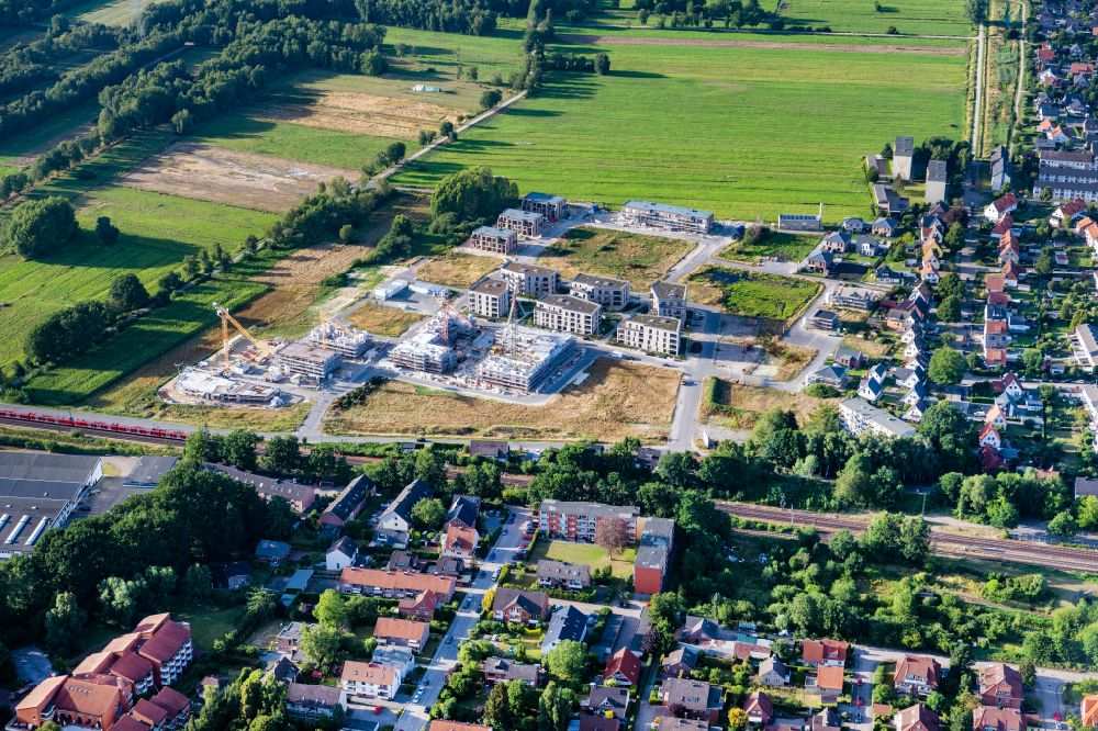 Aerial photograph Buxtehude - Construction site to build a new multi-family residential complex Koengsdamm in Buxtehude in the state Lower Saxony, Germany