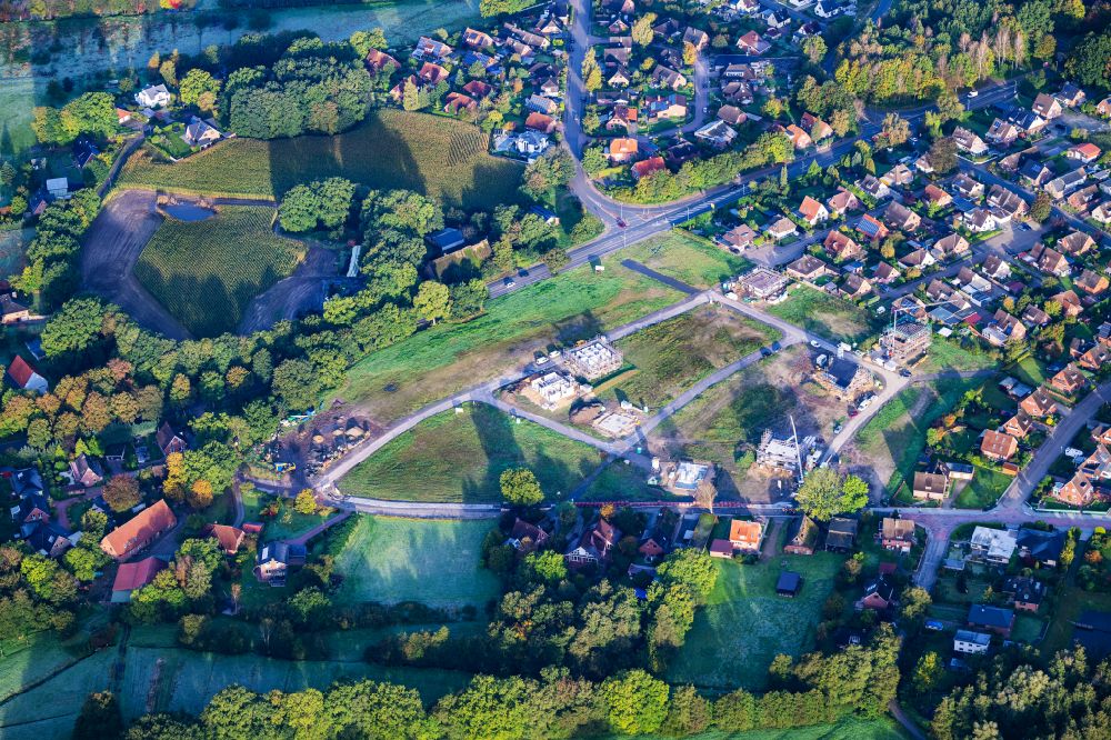 Aerial photograph Stade - New building area in the settlement area Bronzeschmiede on street Klarer Streck in Stade in the state Lower Saxony, Germany