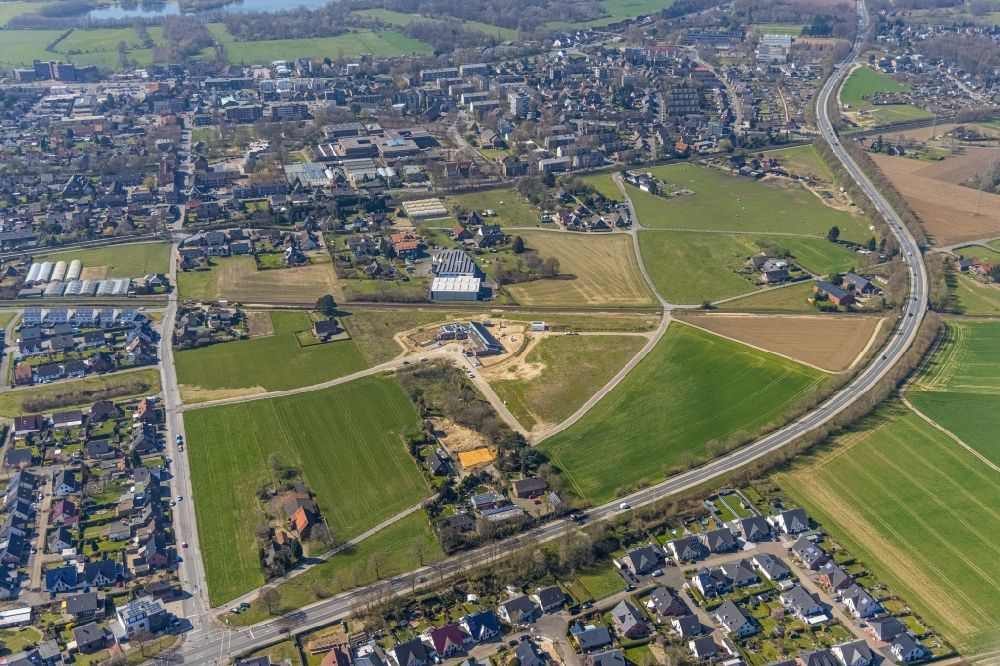 Aerial image Wesel - New construction site for the construction of a kindergarten building and Nursery school on Hessenweg in Wesel at Ruhrgebiet in the state North Rhine-Westphalia, Germany