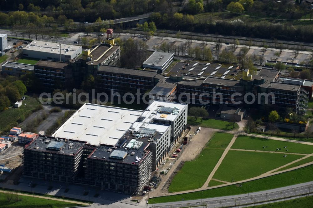 Aachen from the bird's eye view: New research building at the RWTH Aachen Campus, here the Cluster production technology on campus Boulevard in Aachen in the state North Rhine-Westphalia