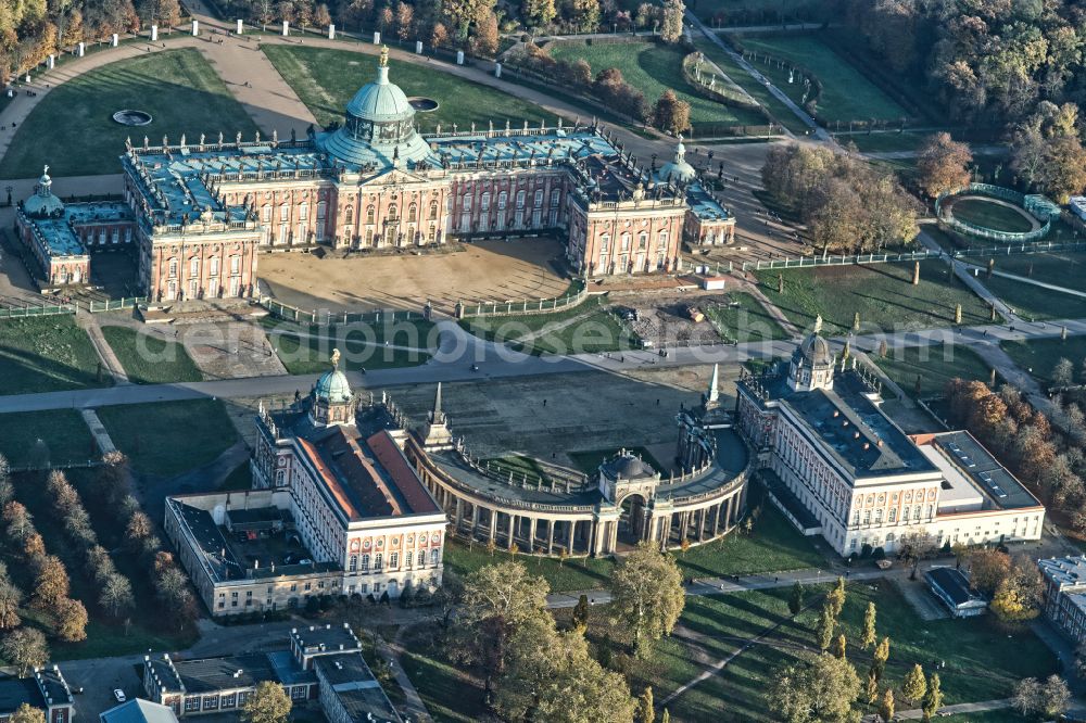 Potsdam from the bird's eye view: Palace - Neues Palais in the district Brandenburger Vorstadt in Potsdam in the state Brandenburg, Germany