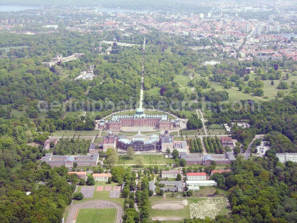 Potsdam from the bird's eye view: Palace - Neues Palais in the district Brandenburger Vorstadt in Potsdam in the state Brandenburg, Germany