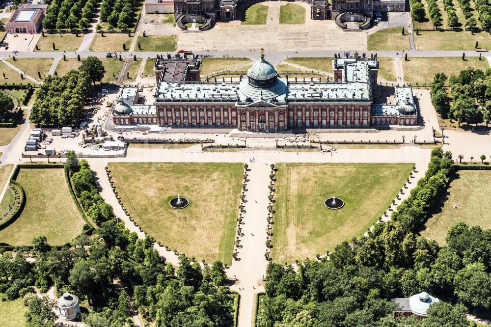 Aerial image Potsdam - Palace - Neues Palais in the district Westliche Vorstadt in Potsdam in the state Brandenburg, Germany