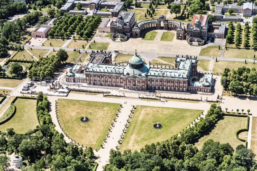 Aerial photograph Potsdam - Palace - Neues Palais in the district Westliche Vorstadt in Potsdam in the state Brandenburg, Germany