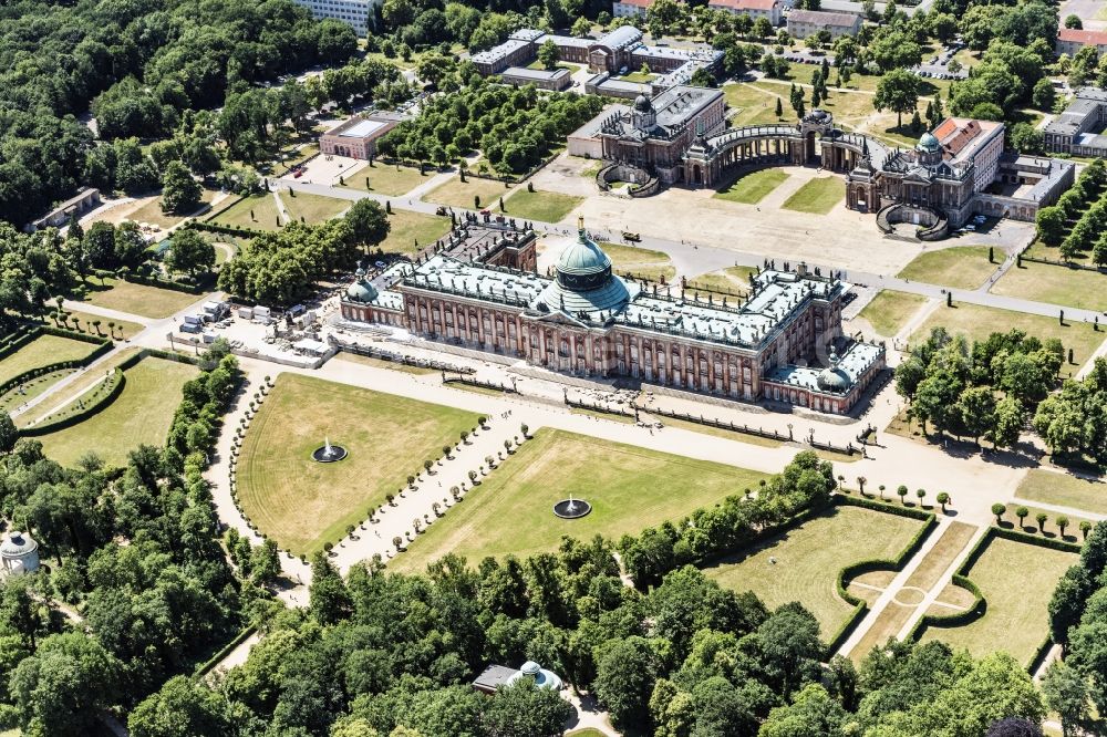 Potsdam from above - Palace - Neues Palais in the district Westliche Vorstadt in Potsdam in the state Brandenburg, Germany