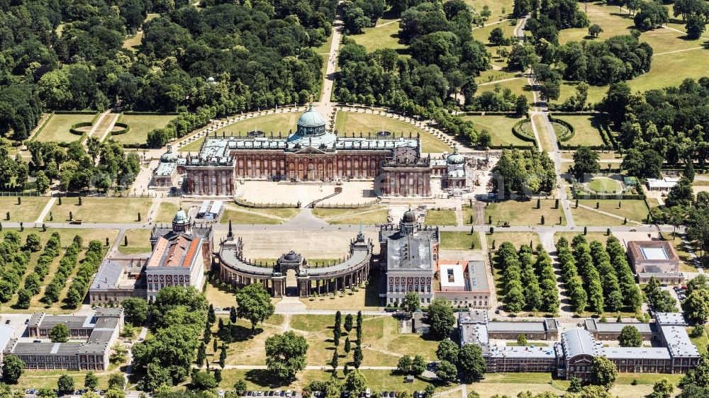 Aerial image Potsdam - Palace - Neues Palais in the district Westliche Vorstadt in Potsdam in the state Brandenburg, Germany