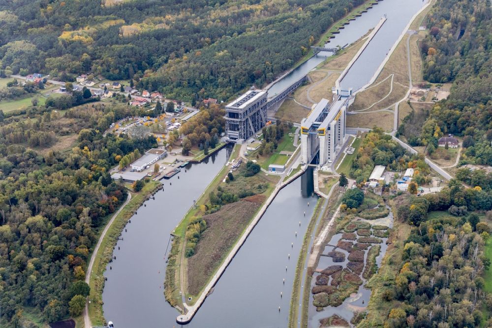 Niederfinow from the bird's eye view: The new building of the boat lift Niederfinow