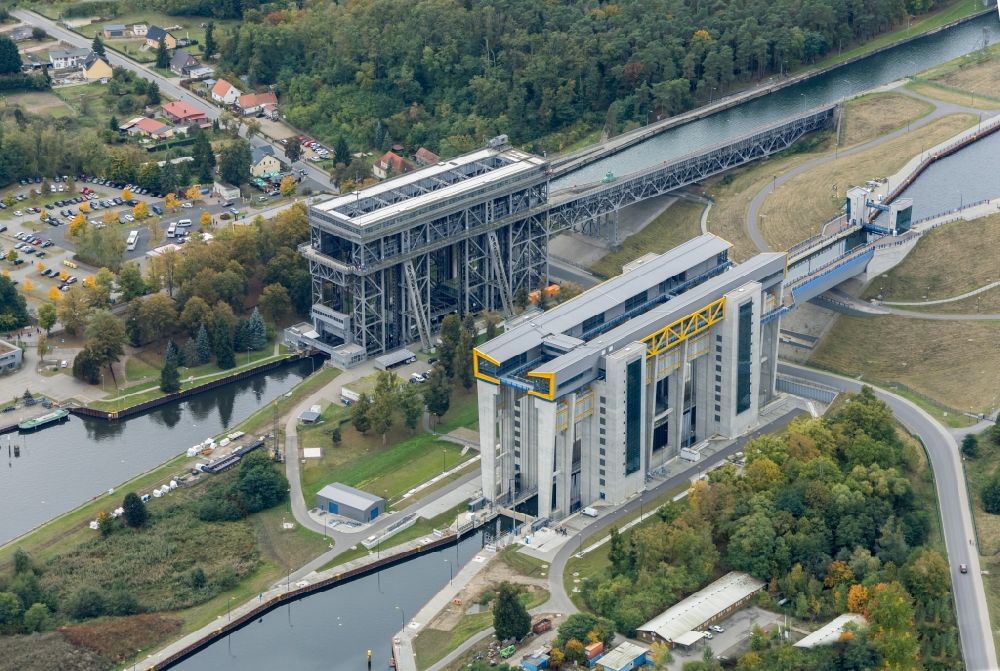 Aerial photograph Niederfinow - The new building of the boat lift Niederfinow