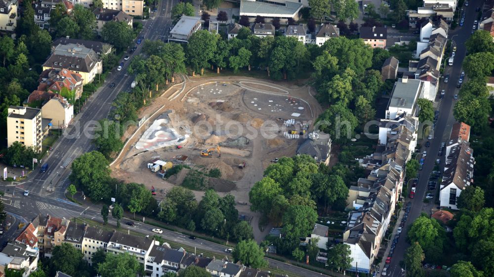 Bonn from the bird's eye view: Redesign of the Reuterpark in Kessenich in the state North Rhine-Westphalia, Germany. A skate park, two playgrounds, a boules pitch, a dog park and new open spaces will be built on a 15,000 square meter site