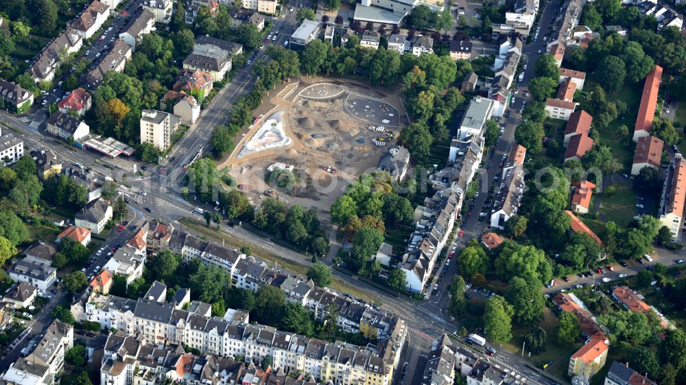 Bonn from the bird's eye view: Redesign of the Reuterpark in Kessenich in the state North Rhine-Westphalia, Germany. A skate park, two playgrounds, a boules pitch, a dog park and new open spaces will be built on a 15,000 square meter site