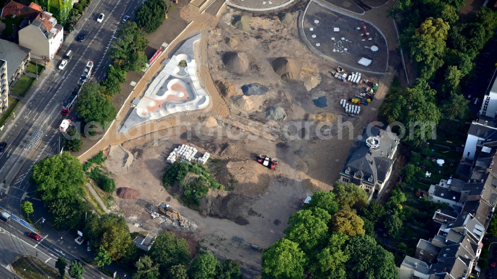 Aerial image Bonn - Redesign of the Reuterpark in Kessenich in the state North Rhine-Westphalia, Germany. A skate park, two playgrounds, a boules pitch, a dog park and new open spaces will be built on a 15,000 square meter site