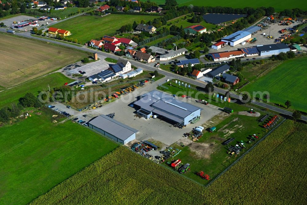 Aerial photograph Flecken Apenburg-Winterfeld - Commercial Vehicle and Special Vehicle trade of AGRAVIS Technik Heide-Altmark GmbH Am bhf in the district Winterfeld in Flecken Apenburg-Winterfeld in the state Saxony-Anhalt, Germany