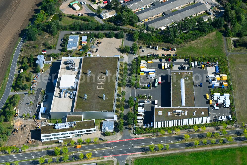 Dresden from above - Commercial Vehicle and Special Vehicle trade Iveco Dresden An der Bartlak in the district Hellerau in Dresden in the state Saxony, Germany