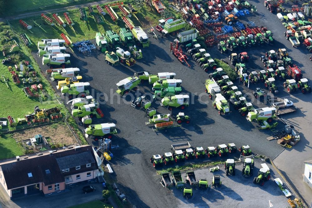 Aerial photograph Weimar (Lahn) - Commercial Vehicle and Special Vehicle trade of Justus Becker GmbH on Giessener Strasse in Weimar (Lahn) in the state Hesse, Germany