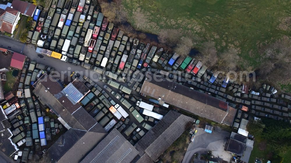 Dahlhausen from the bird's eye view: Commercial Vehicle and Special Vehicle trade Philipp aus dem Hanfbachtal in Dahlhausen in the state North Rhine-Westphalia, Germany