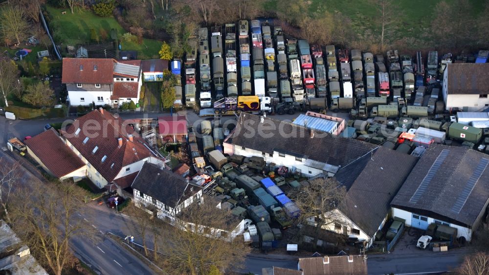 Hennef (Sieg) from above - Commercial Vehicle and Special Vehicle trade Philipp aus dem Hanfbachtal in the district Dahlhausen in Hennef (Sieg) in the state North Rhine-Westphalia, Germany