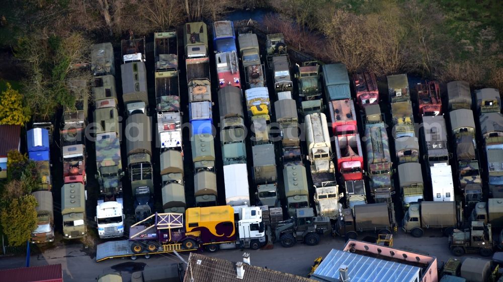 Hennef (Sieg) from the bird's eye view: Commercial Vehicle and Special Vehicle trade Philipp aus dem Hanfbachtal in the district Dahlhausen in Hennef (Sieg) in the state North Rhine-Westphalia, Germany