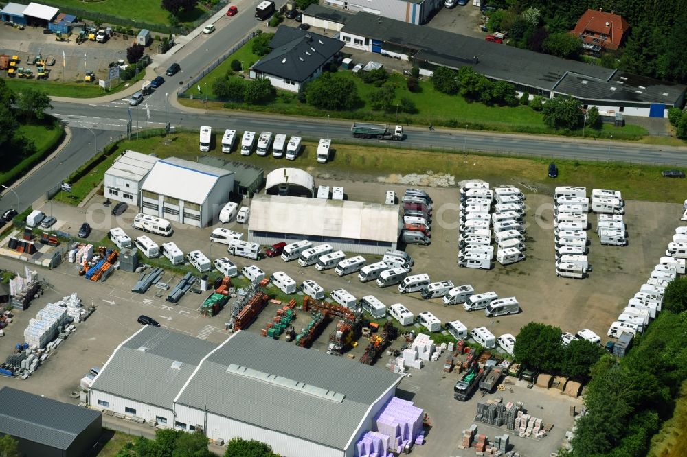 Schwarzenbeck from above - Commercial Vehicle and Special Vehicle trade of Reisemobile Schwarzenbek GmbH in Schwarzenbeck in the state Schleswig-Holstein, Germany