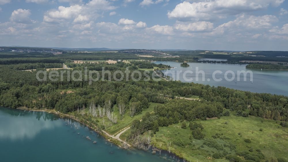Aerial image Steinberg am See - Upper Palatine Lakeland, with in the foreground the Irlsee and the Steinberger See in the background. The former clay pit (Irlsee) is used as overfall for the water in the Steinberger See, the biggest artificial inshore water in bavaria, in the district Steinberg in Steinberg am See in the state Bavaria