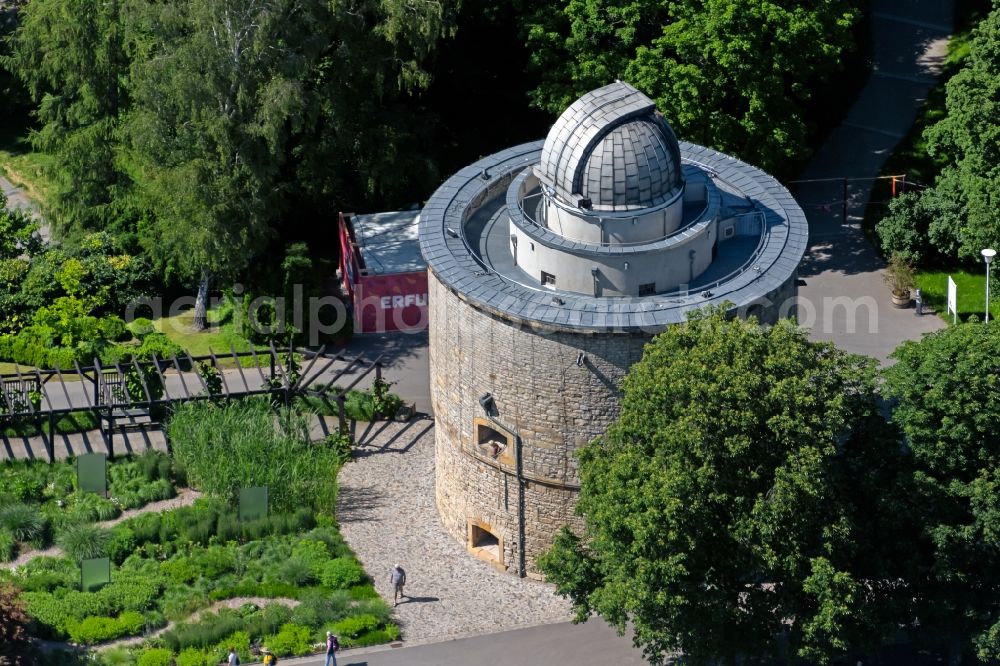 Aerial photograph Erfurt - Observatory and planetarium - domed building complex in Ega- Park in Erfurt in the state Thuringia, Germany