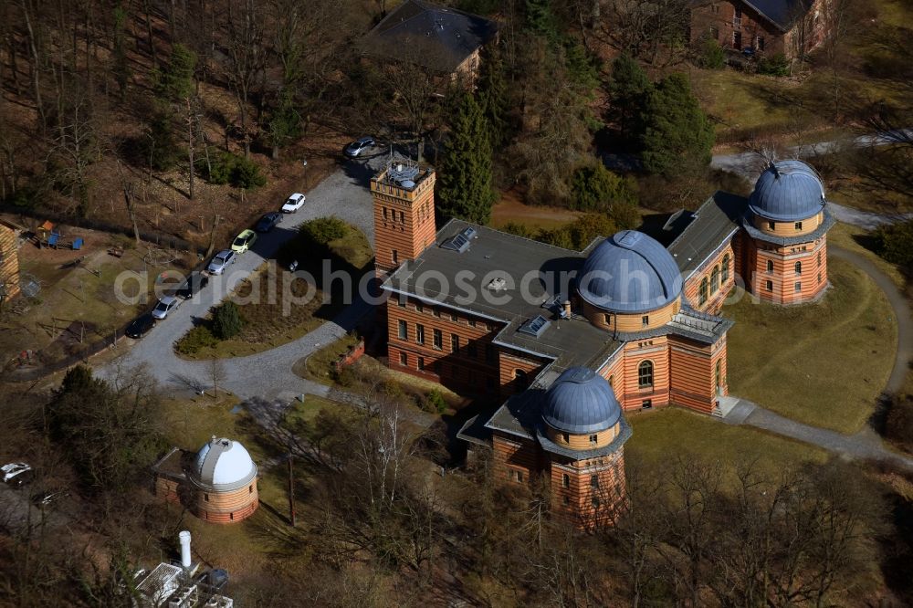 Potsdam from the bird's eye view: Observatory and Planetariumskuppel- constructional building complex of the Institute of Potsdam-Institut fuer Klimafolgenforschung on Telegrafenberg in the district Potsdam Sued in Potsdam in the state Brandenburg