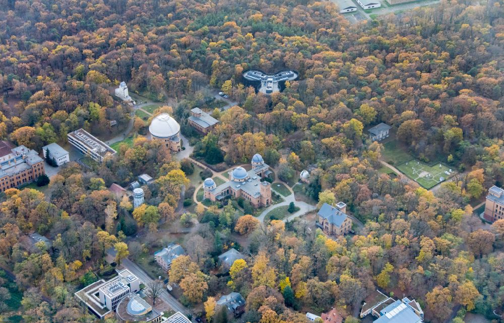 Potsdam from above - Observatory and Planetariumskuppel- constructional building complex of the Institute of Potsdam-Institut fuer Klimafolgenforschung on Telegrafenberg in the district Potsdam Sued in Potsdam in the state Brandenburg