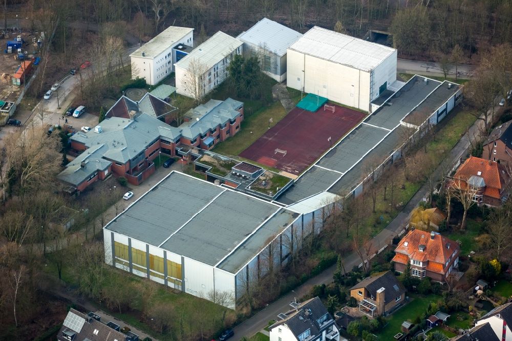 Bochum from the bird's eye view: Olympic base with sports halls and boarding school in Bochum Wattenscheid district in North Rhine-Westphalia