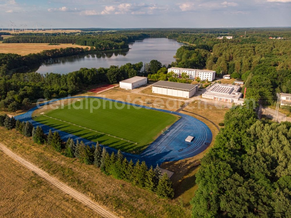 Aerial image Liebenberg - Building complex of the Olympic and Paralympic Training Center for Germany in the district of Kienbaum am Liebenberger See near Liebenberg (Mark) in the state of Brandenburg