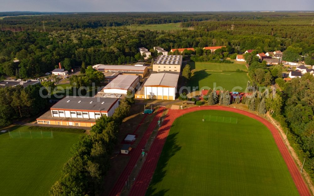 Aerial photograph Liebenberg - Building complex of the Olympic and Paralympic Training Center for Germany in the district of Kienbaum am Liebenberger See near Liebenberg (Mark) in the state of Brandenburg