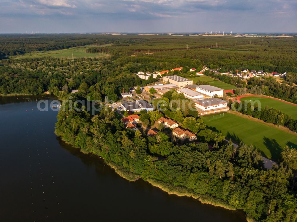 Liebenberg from above - Building complex of the Olympic and Paralympic Training Center for Germany in the district of Kienbaum am Liebenberger See near Liebenberg (Mark) in the state of Brandenburg