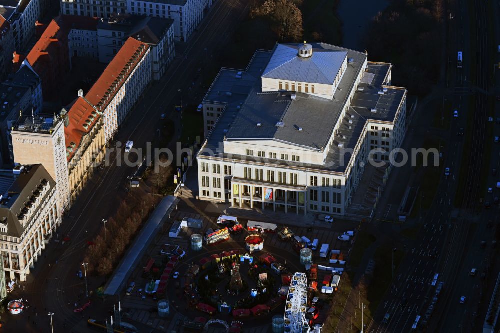 Aerial image Leipzig - Opera house Oper Leipzig on Augustusplatz in Leipzig in the state Saxony, Germany