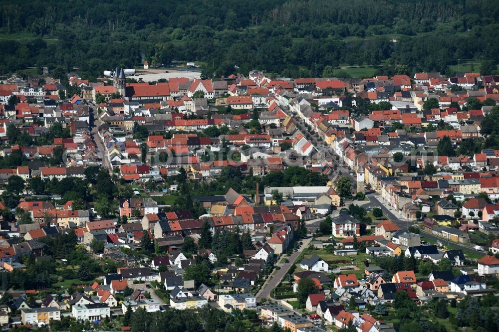 Aerial image Aken - Town View of the streets and houses of the residential areas in Aken in the state Saxony-Anhalt