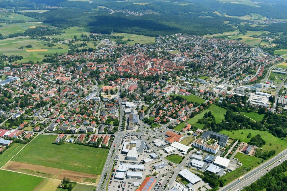 Altdorf from the bird's eye view: Town View of the streets and houses of the residential areas in Altdorf in the state Bavaria, Germany