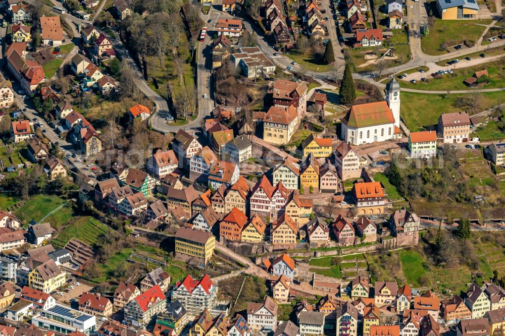 Aerial photograph Altensteig - Town View of the streets and houses of the residential areas in Altensteig in the state Baden-Wuerttemberg, Germany